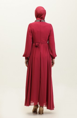 Robe De Soirée Plissée Lapidée 5339A-09 Fuchsia 5339A-09