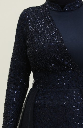 Robe De Soirée A Paillettes 5345A-01 Bleu Marine 5345A-01