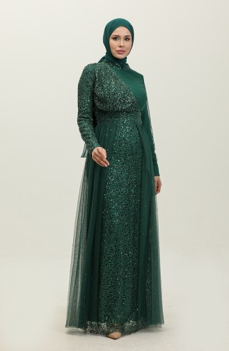 Sequined Evening Dress 5345a-02 Emerald Green 5345A-02