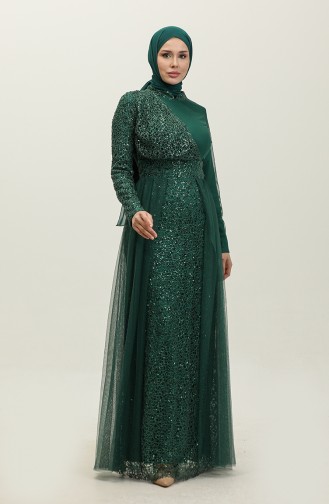 Robe De Soirée A Paillettes 5345A-02 Vert Emeraude 5345A-02