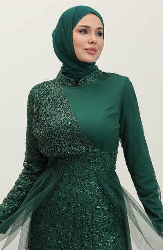 Robe De Soirée A Paillettes 5345A-02 Vert Emeraude 5345A-02