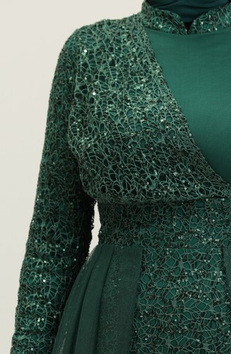 Robe De Soirée A Paillettes 5345A-02 Vert Emeraude 5345A-02