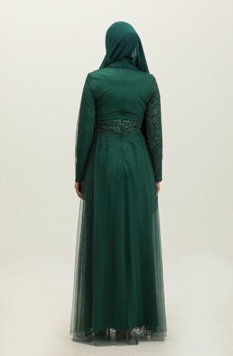 Robe De Soirée A Paillettes 5345A-02 Vert Emeraude 5345A-02