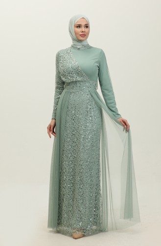 Robe De Soirée A Paillettes 5345A-04 Vert 5345A-04