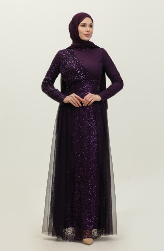 Sequined Evening Dress 5345a-06 Purple 5345A-06