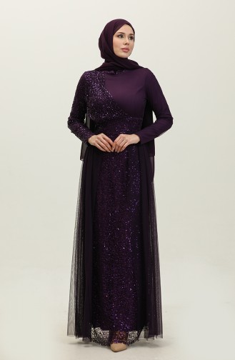 Sequined Evening Dress 5345a-06 Purple 5345A-06