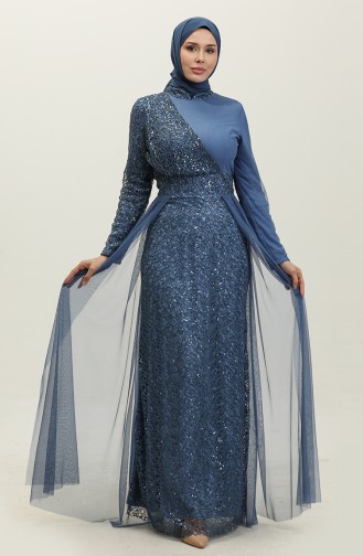 Robe De Soirée A Paillettes 5345A-07 Indigo 5345A-07