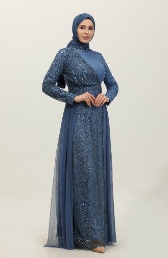 Robe De Soirée A Paillettes 5345A-07 Indigo 5345A-07