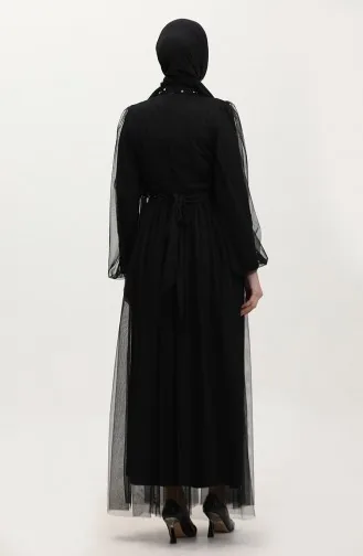 Perlenbesticktes Abendkleid 6208-01 Schwarz 6208-01