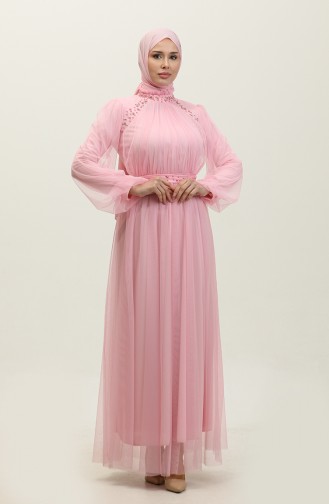 Perlenbesticktes Abendkleid 6208-02 Rosa 6208-02