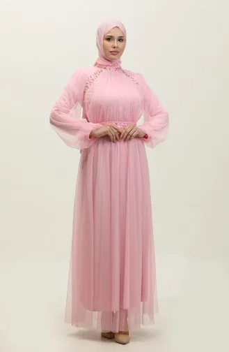 Robe De Soirée Brodée Perlée 6208-02 Rose 6208-02