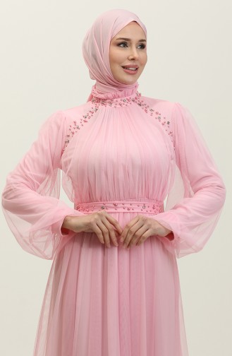 Robe De Soirée Brodée Perlée 6208-02 Rose 6208-02