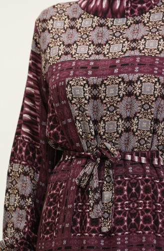 Miray Blumengemustertes Viskosekleid 0325-03 Lila 0325-03
