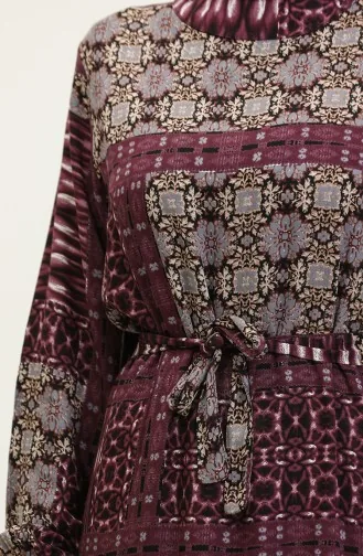 Miray Blumengemustertes Viskosekleid 0325-03 Lila 0325-03
