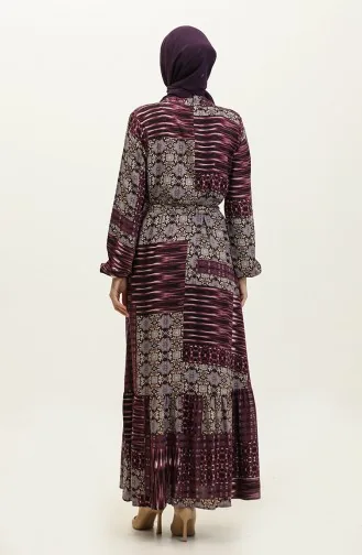 Miray Blumengemustertes Viskosekleid 0325-03 Lila 0325-03