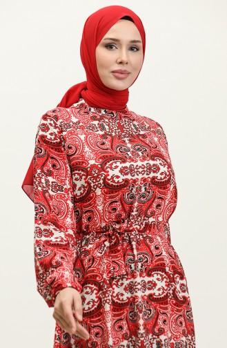 Bükre Robe Viscose à Motifs 0326-04 Rouge 0326-04