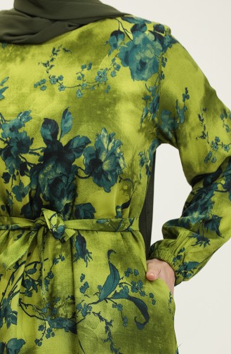 Ahsen Robe Viscose A Motifs Fleurs 0329-02 Vert Pétrole Pétrole 0329-02