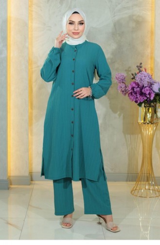 Buttoned Double Suit Turquoise 19179 15088