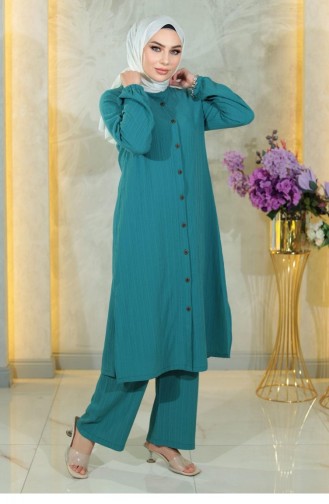 Buttoned Double Suit Turquoise 19179 15088