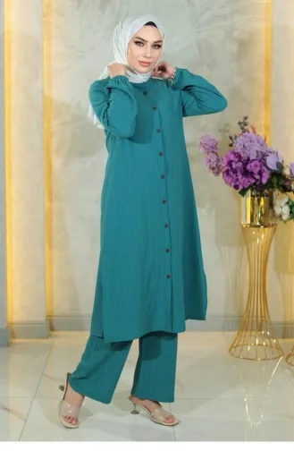 Costume Double Boutonné Turquoise 19179 15088