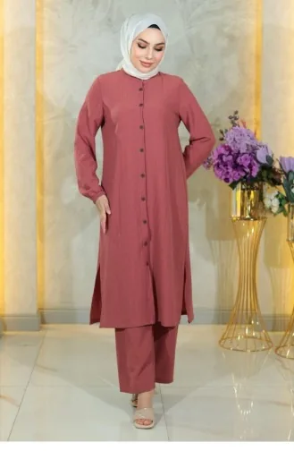 Buttoned Double Suit Dusty Rose 19179 15093
