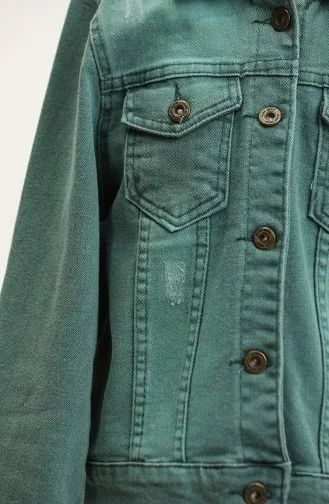 Veste Jean Courte Boléro Boutonné 4001-01 Vert 4001-01