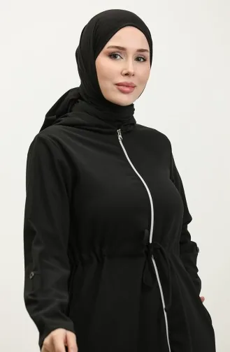 Azra Kapuzen-Taillen-Kordelzug-Cape 0328-03 Schwarz 0328-03