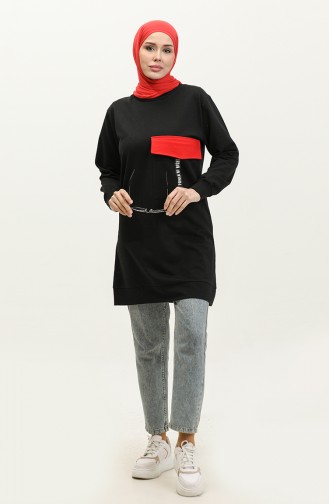 Kapuzenpullover 23112-01 Schwarz Rot 23112-01