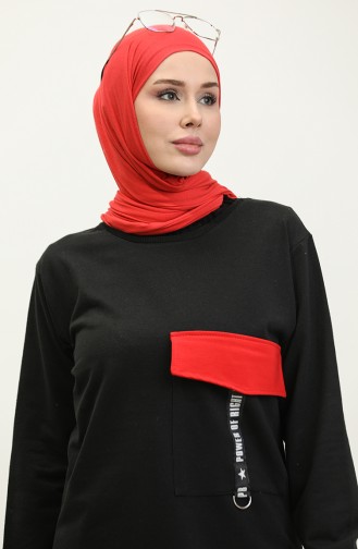 Kapuzenpullover 23112-01 Schwarz Rot 23112-01