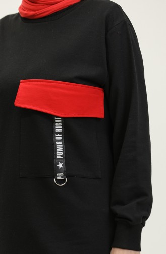 Kapuzenpullover 23112-01 Schwarz Rot 23112-01