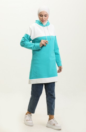 Sweatshirt Met Capuchon 23116-01 Turkoois 23116-01