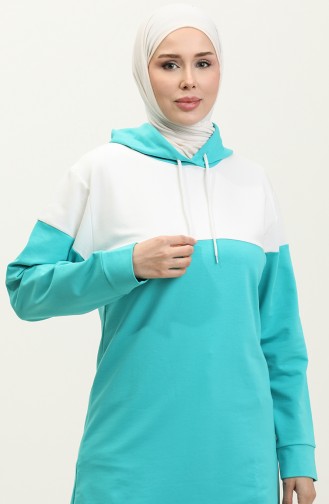 Kapüşonlu Sweatshirt 23116-01 Turkuaz