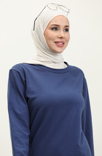 Sweatshirt Col Rond 23124-02 Bleu 23124-02