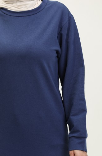 Sıfır Yaka Sweatshirt 23124-02 Mavi