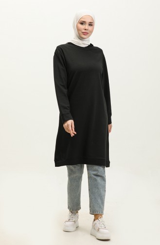 Sıfır Yaka Sweatshirt 23124-05 Siyah