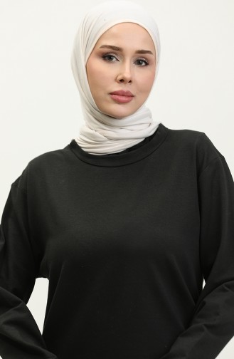 Sıfır Yaka Sweatshirt 23124-05 Siyah