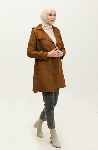 Seizoensgebonden Trenchcoat Voor Dames Bruin 6614.Taba