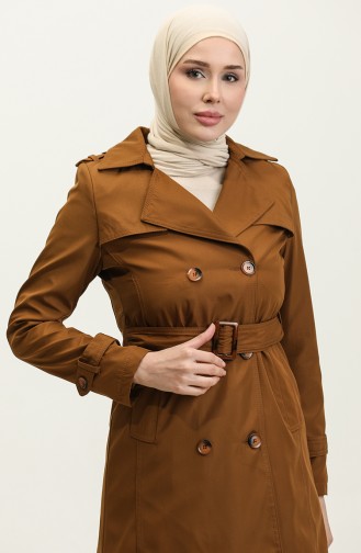 Seizoensgebonden Trenchcoat Voor Dames Bruin 6614.Taba