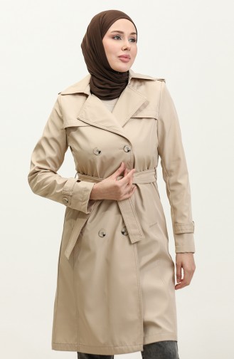 Trench Doublé Femme Taille Moyenne Beige 6825.Bej