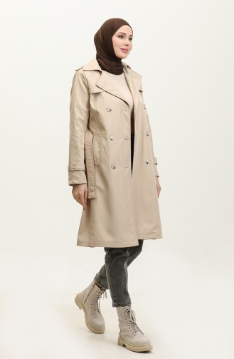 Trench Doublé Femme Taille Moyenne Beige 6825.Bej