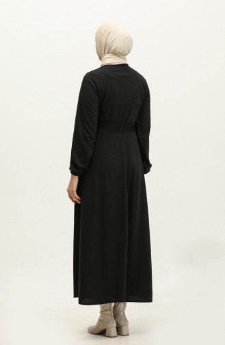 Pocket Detailed Pleated Dress 0331-03 Black 0331-03