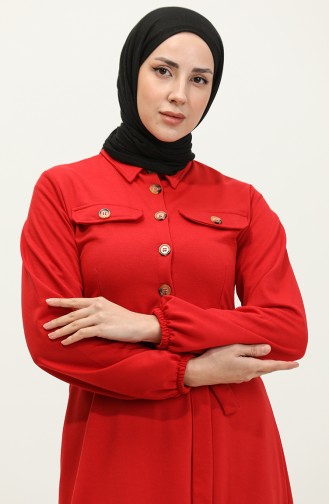 Kleid Mit Taschendetail Und Körbchen 0331-04 Rot 0331-04