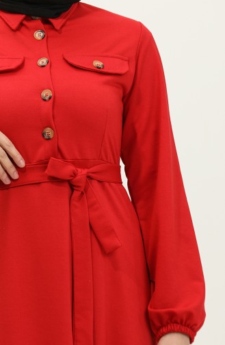 Kleid Mit Taschendetail Und Körbchen 0331-04 Rot 0331-04