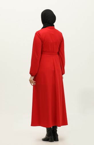 Kleid Mit Taschendetail Und Körbchen 0331-04 Rot 0331-04