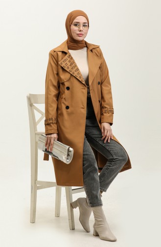 Bedrukte Regenjas Trenchcoat Camel K335 690