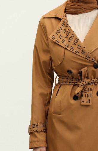 Printed Raincoat Trench Coat Camel K335 690