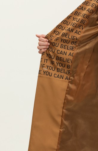 Printed Raincoat Trench Coat Camel K335 690