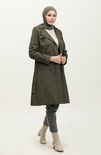 Mittelgroßer Gefütterter Trenchcoat Für Damen In Khaki 6825.Haki