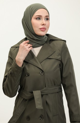 Middelgrote Gevoerde Trenchcoat Voor Dames Kaki 6825.Haki