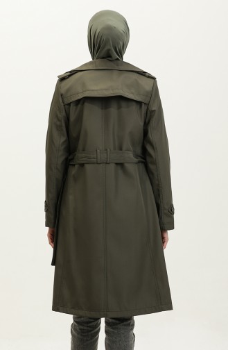 Middelgrote Gevoerde Trenchcoat Voor Dames Kaki 6825.Haki